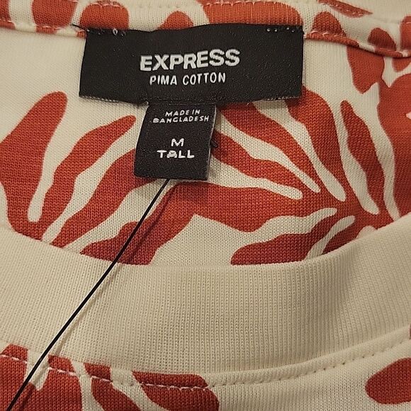 Express Palm Print Perfect Puma Cotton T-shirt size M Tall - Picture 4 of 4